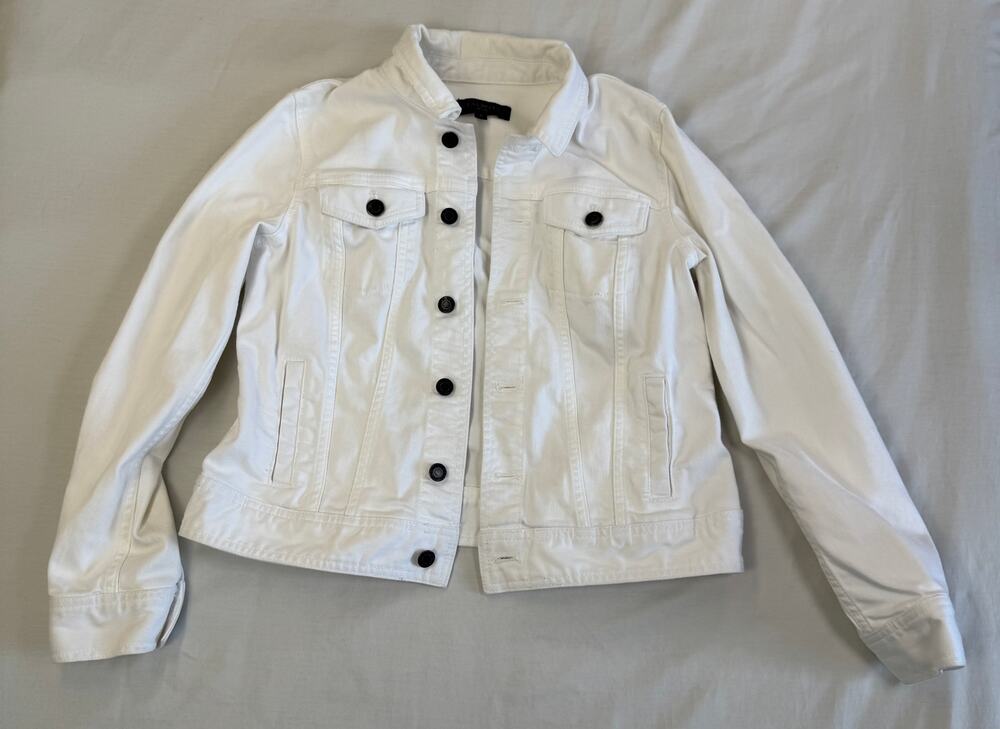 Talbots Petites White Denim Jacket Women’s Medium Petite MP